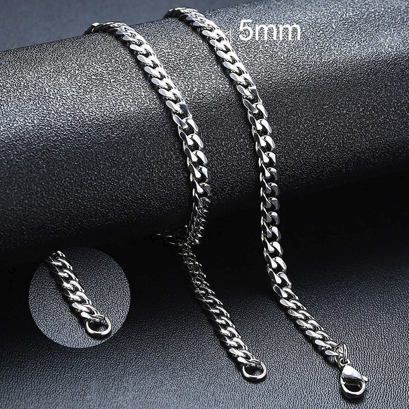 Stainless Steel Necklace Six-sided Grinding Cuban Link Chain Personality Simple Sweater Chain Viralgem Store