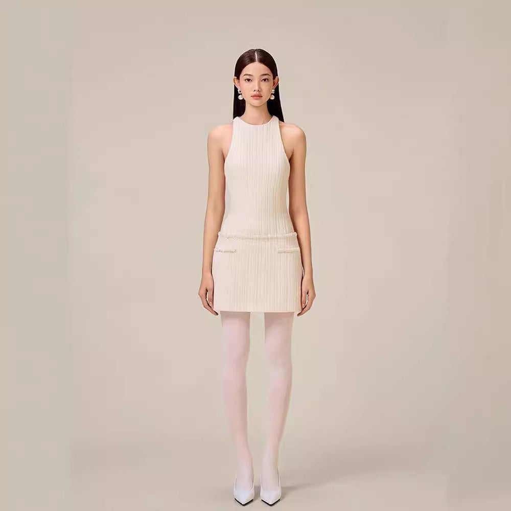 Advanced Sense Cape Suit Graceful Bow Inverness Slim-fit Sleeveless Dress