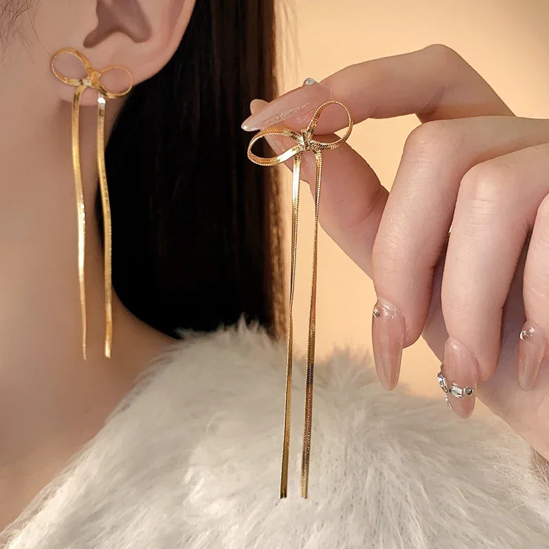 Stainless Steel Jewelry Wholesale Non-tarnish Herringbone Bow Earrings Hypoallergenic 18k Gold Plated Ribbon Bow Bowknot Earring Viralgem Store