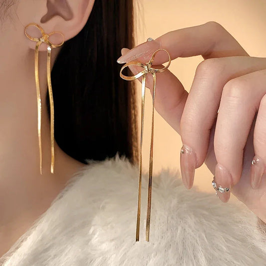 Stainless Steel Jewelry Wholesale Non-tarnish Herringbone Bow Earrings Hypoallergenic 18k Gold Plated Ribbon Bow Bowknot Earring Viralgem Store