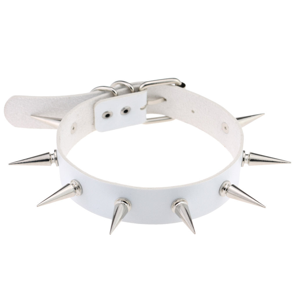 SPIKES CHOKER NECKLACE LEATHER Viralgem Store