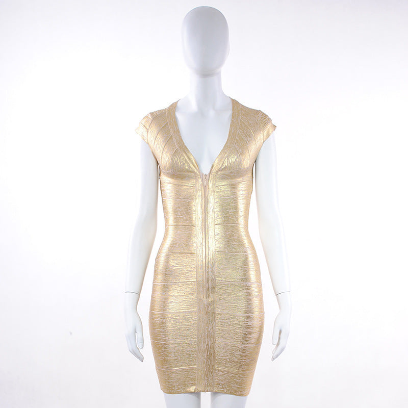 Women's V-neck Bandage One-piece Dress