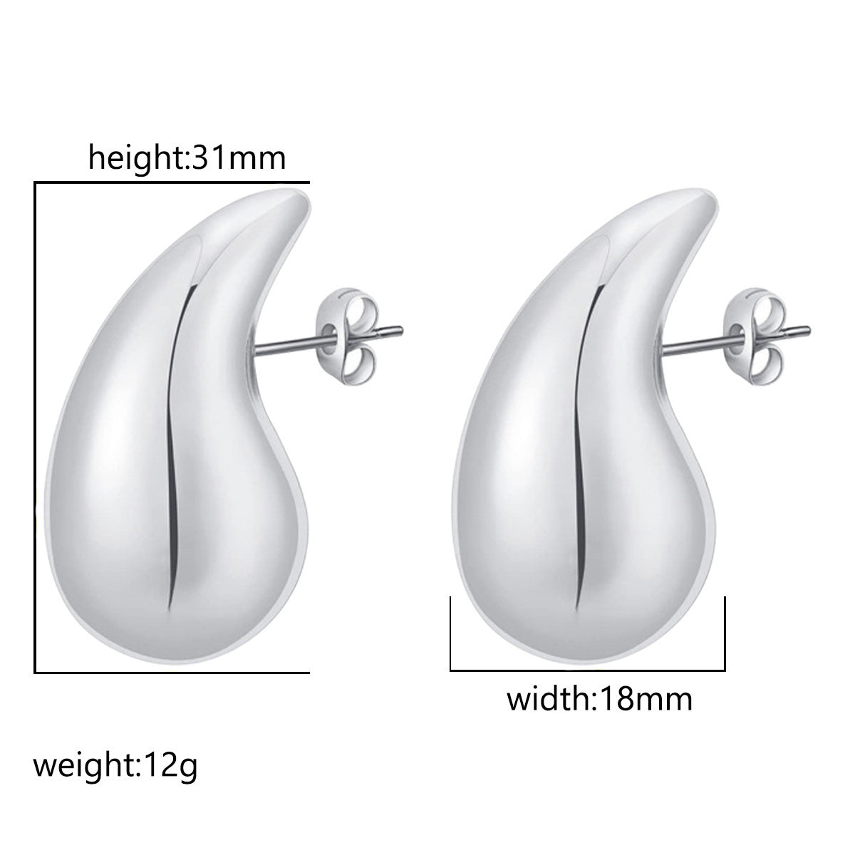 Advanced Design Feeling Chubby Water Drop Earrings, Stainless Steel Hollow Earrings Viralgem Store
