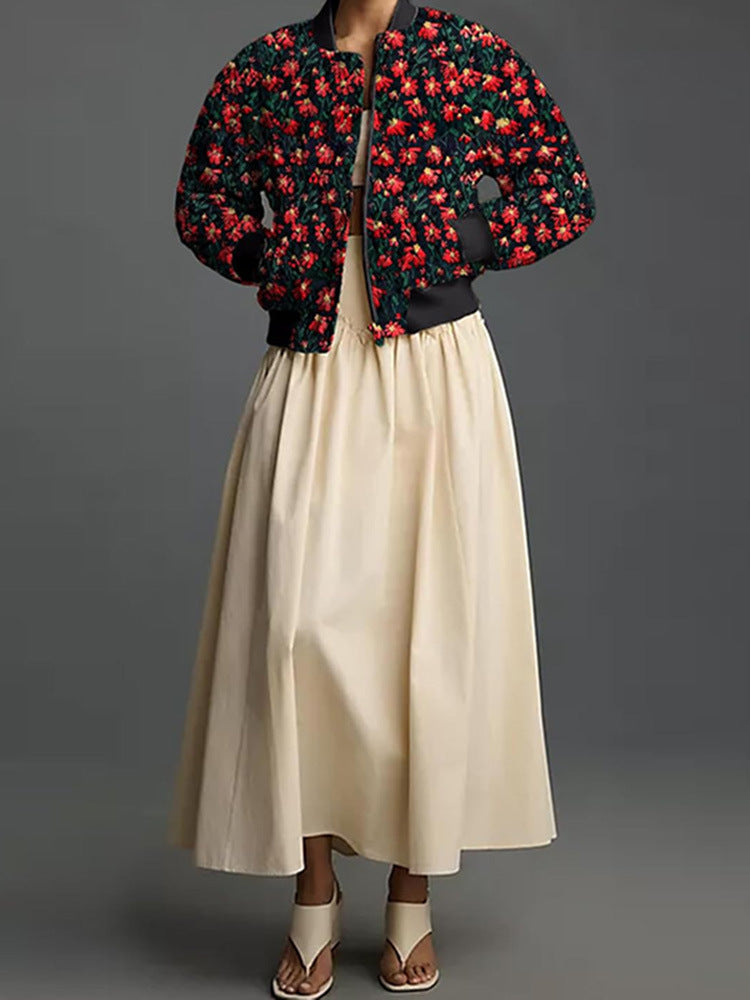 Women's Loose And Versatile Daisy Print Zipper Jacket Viralgem Store