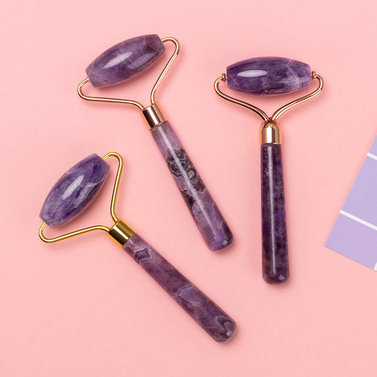 Amethyst Roller Single and Double-Headed Amethyst Roller Beauty Jade Massager Viralgem Store