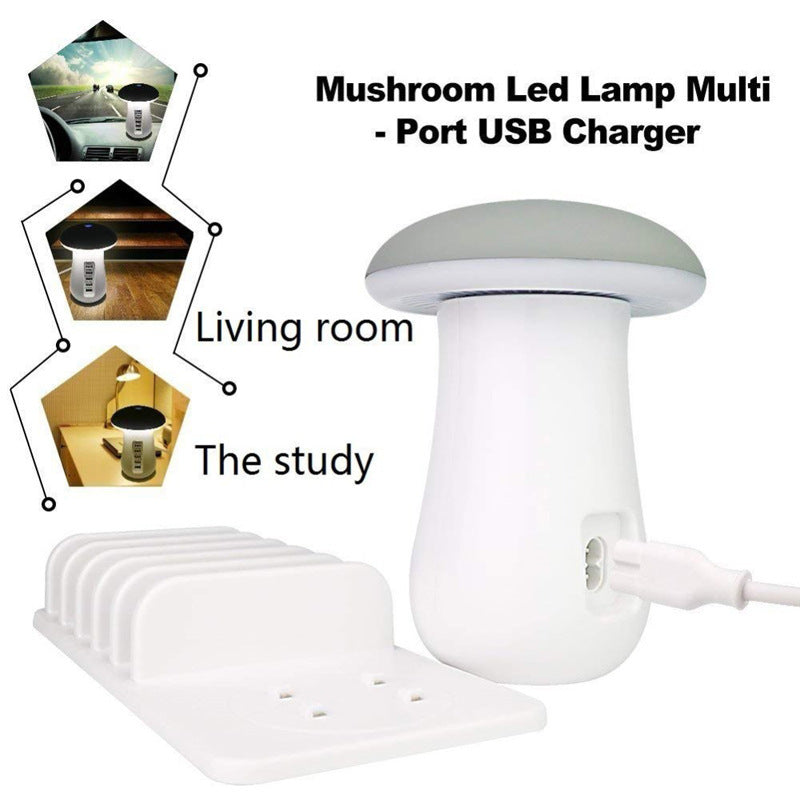 2 In 1 Multifunction Mushroom Lamp LED Lamp Holder USB Charger Home Office Supplies Viralgem Store