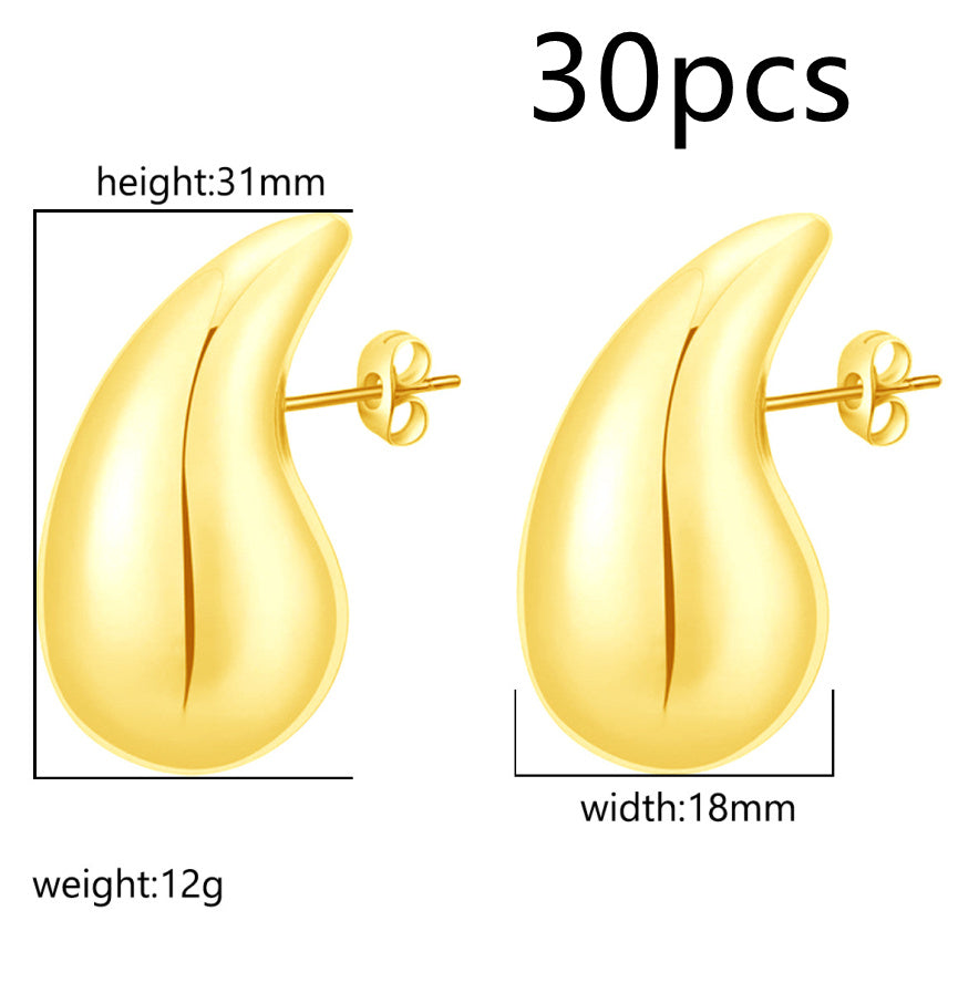 Advanced Design Feeling Chubby Water Drop Earrings, Stainless Steel Hollow Earrings Viralgem Store