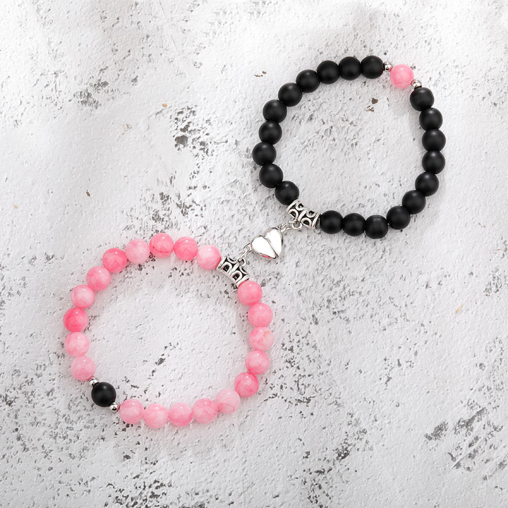 A Pair Of New Peach Heart Magnet Couple Bracelets Viralgem Store