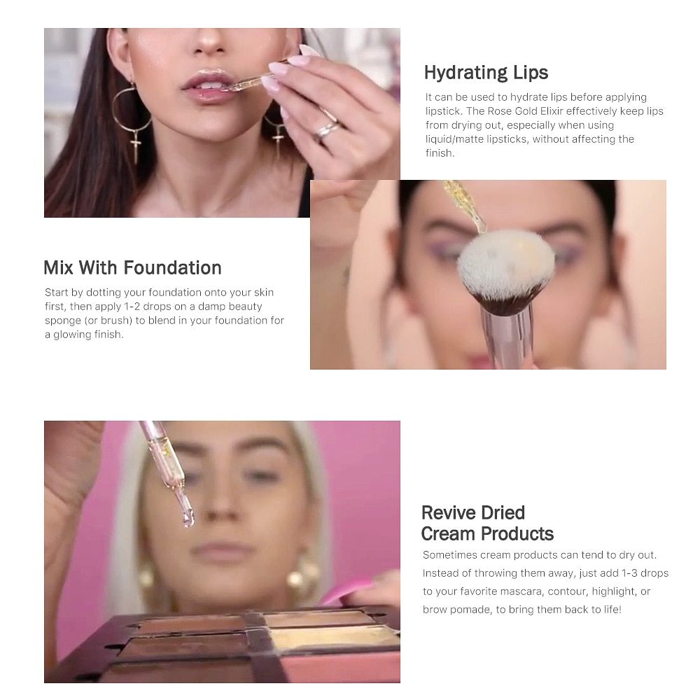 24k Rose Gold Elixir Skin Make Up Oil For Face Essential Oil Before Primer Foundation Moisturizing Face Oil Anti-aging Viralgem Store