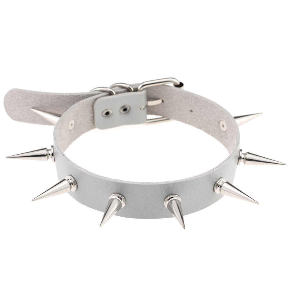 SPIKES CHOKER NECKLACE LEATHER Viralgem Store