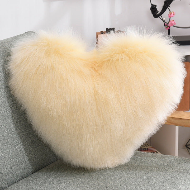 Throw Pillows Heart Shape Long Plush Fluffy Shaggy Cushion Cover Sofa Cushions Decorative Pillow Covers Pillowcase White Viralgem Store