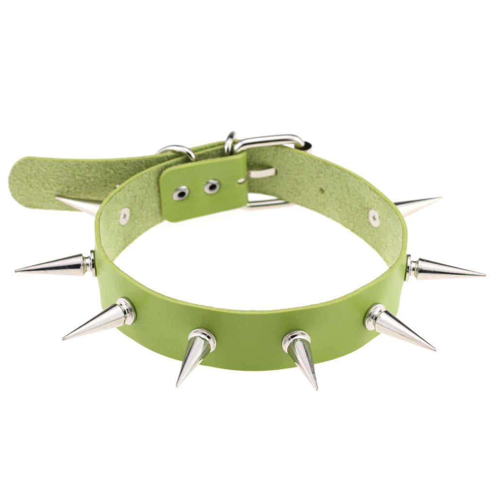 SPIKES CHOKER NECKLACE LEATHER Viralgem Store