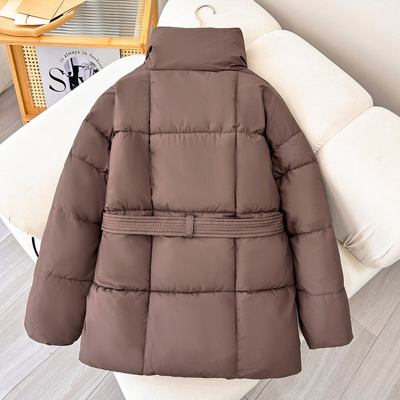Winter Plaid Sewing Lapel Coat With Lace-up Design Fashion Loose Solid Thick Jacket Outerwear Women's Clothing Viralgem Store