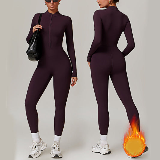 Warm Zipper Long-sleeved Jumpsuit Yoga Fitness Sports Pants Breathable Bodysuit Women's Clothing Viralgem Store