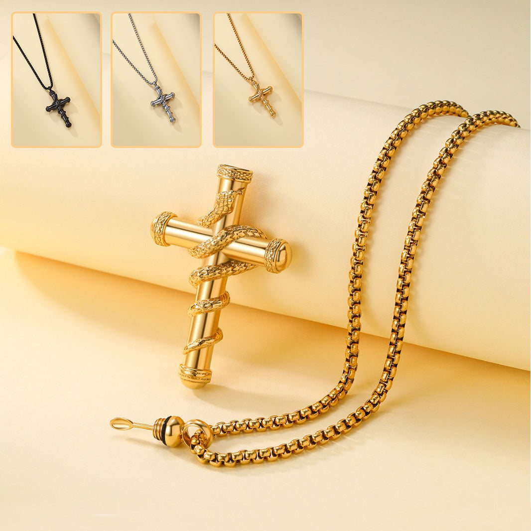 18k Gold Detachable Cross Snake Necklace Fashion Personality Clavicle Chain Necklace For Valentine's Day Loved Memorial Jewelry Viralgem Store