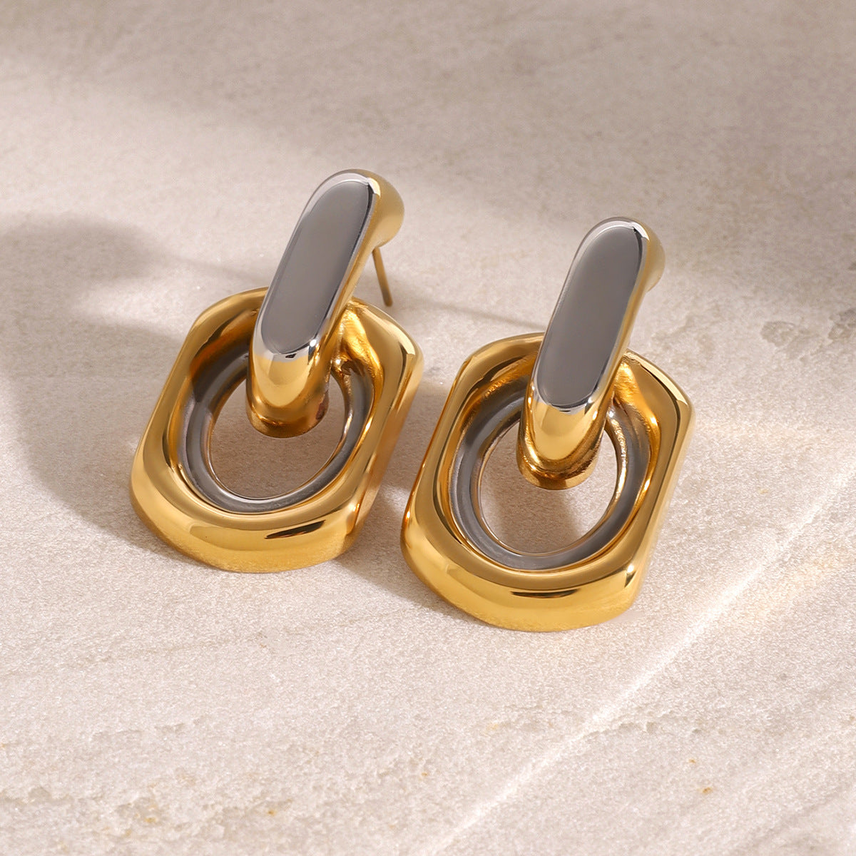 Stainless Steel Contrast Color Circle Ear Studs Viralgem Store