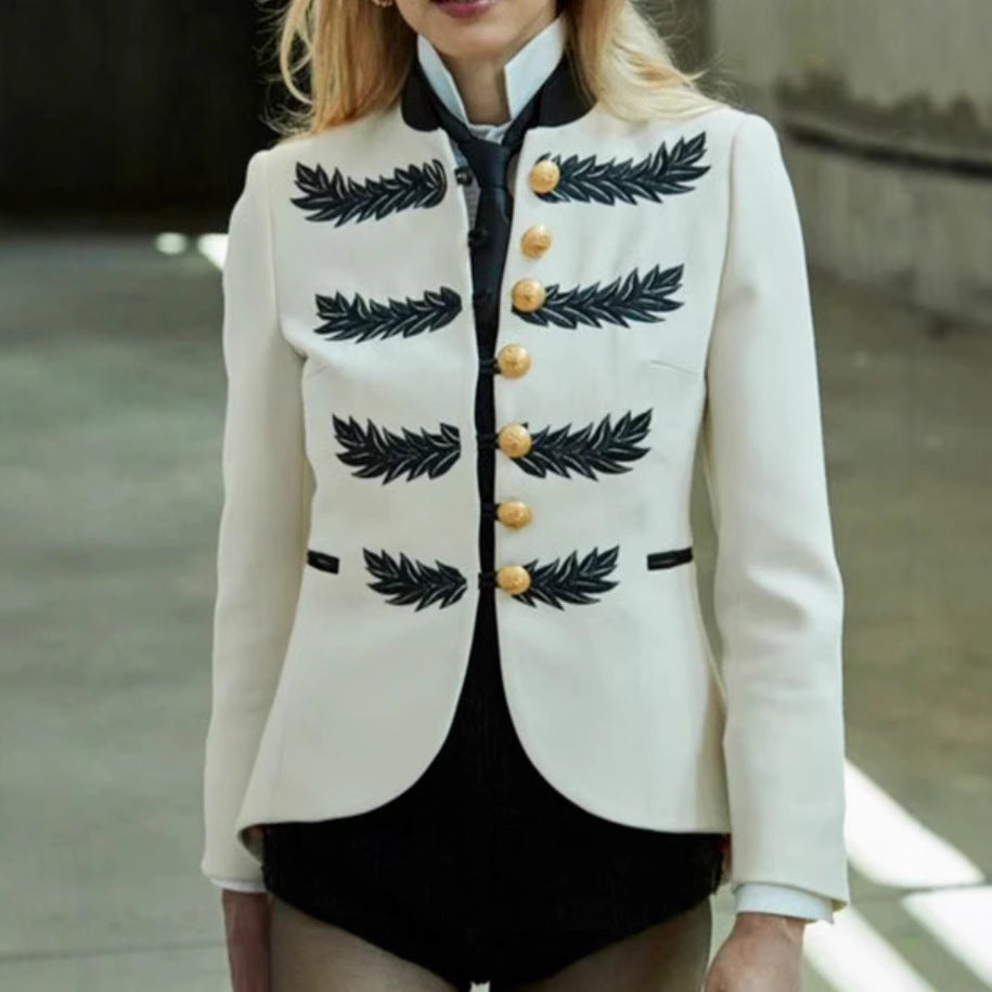 Women's Single-breasted Printed Contrast Color Suit Coat Viralgem Store