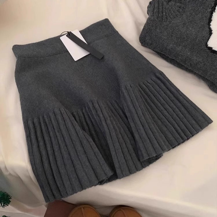 Women's Wool Knitted Skirt Autumn And Winter Slimming High Waist Viralgem Store