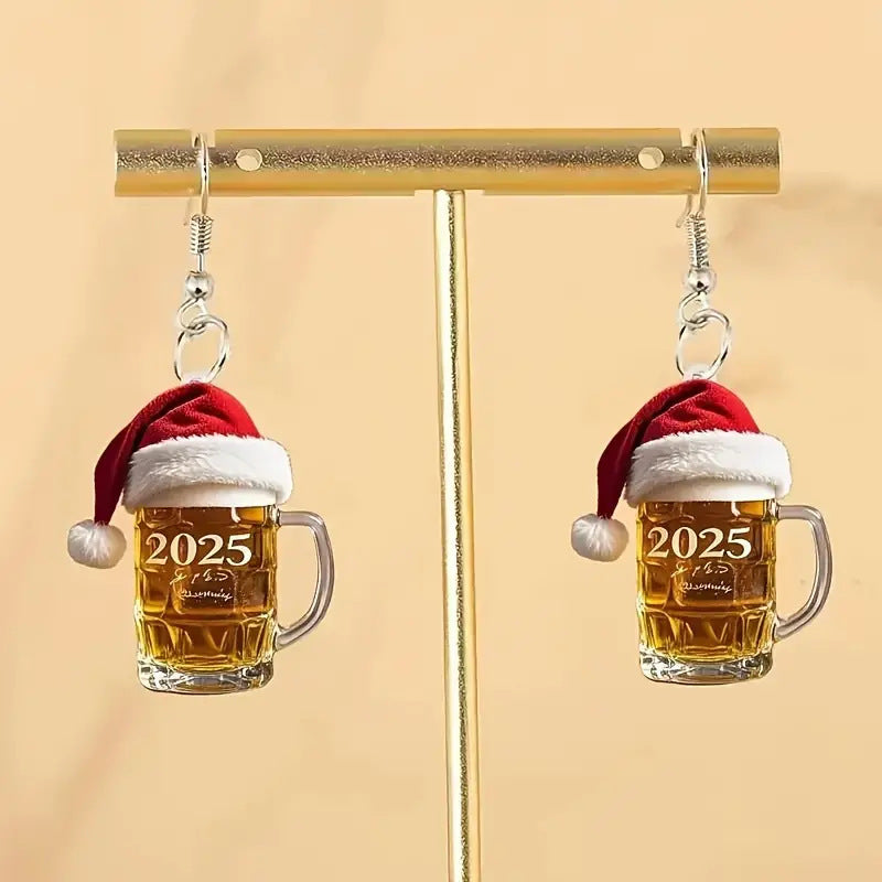 2025 Christmas Beer Steins Acrylic Earrings Viralgem Store