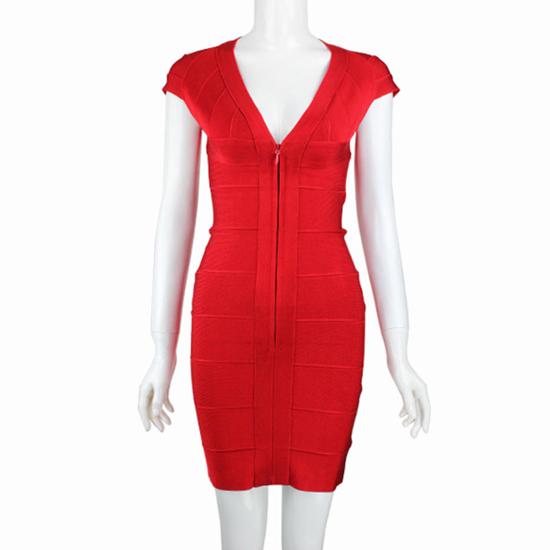 Women's V-neck Bandage One-piece Dress