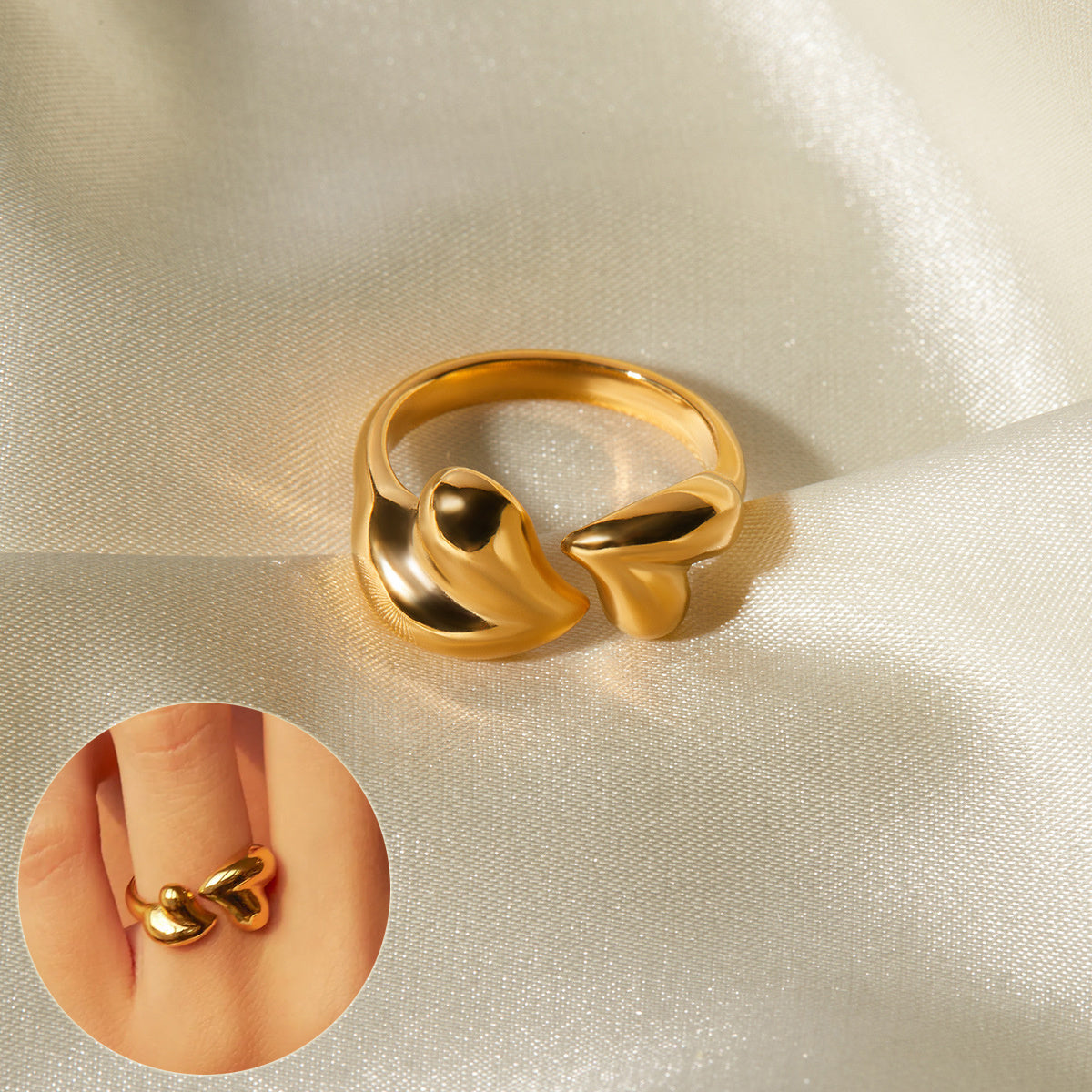 Stainless Steel Asymmetric Heart Shape Open Rings Romantic Valentine's Day Jewelry Gifts For Women Fashion Jewelry Viralgem Store