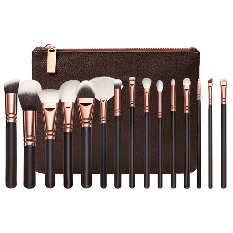 15 Makeup Brush With Bag  Rose Gold Makeup Brush Multi-function Makeup Tool Set Viralgem Store