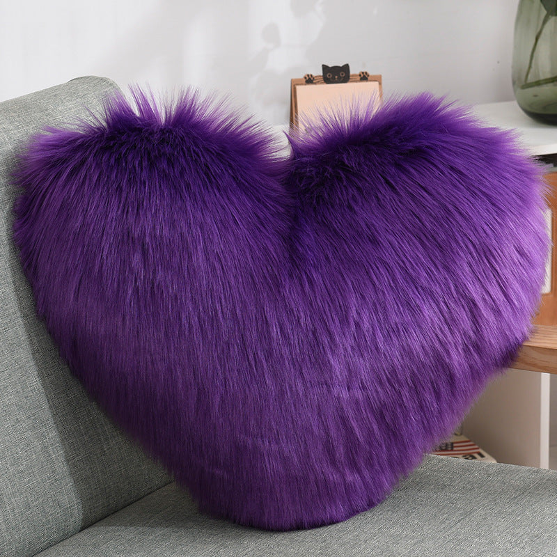 Throw Pillows Heart Shape Long Plush Fluffy Shaggy Cushion Cover Sofa Cushions Decorative Pillow Covers Pillowcase White Viralgem Store