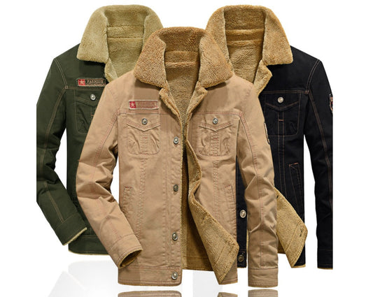 Winter plus velvet thick lapels uniforms air force one jacket jacket cotton clothing men Viralgem Store