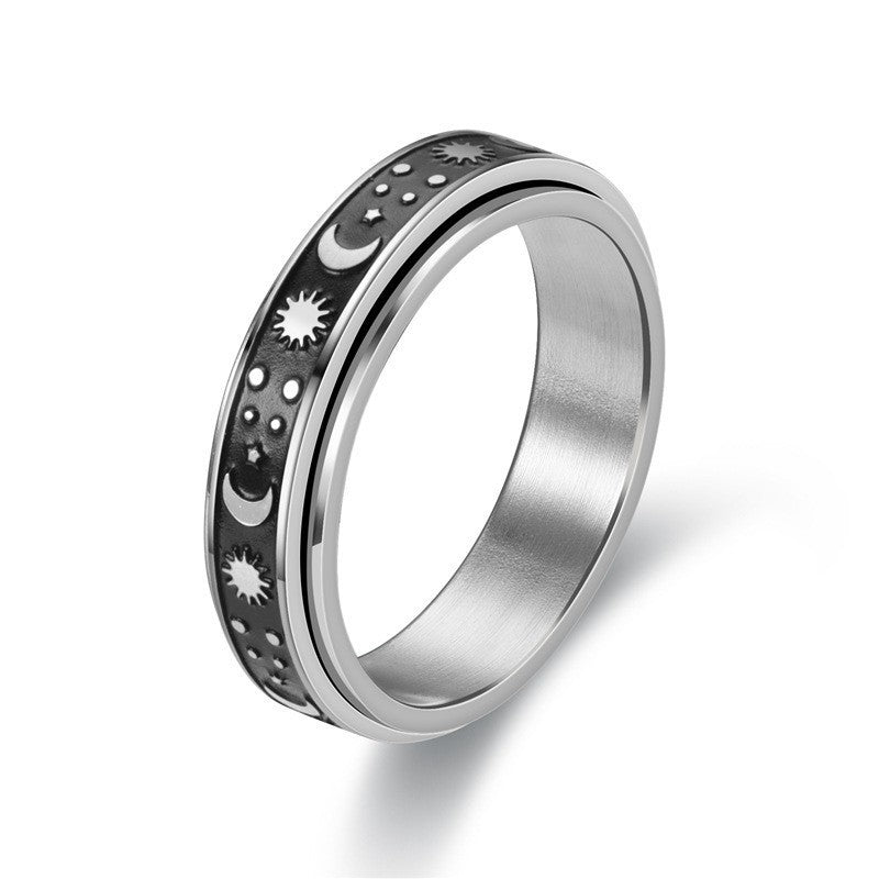 Stars And Moon Titanium Steel Rotatable Ring Viralgem Store