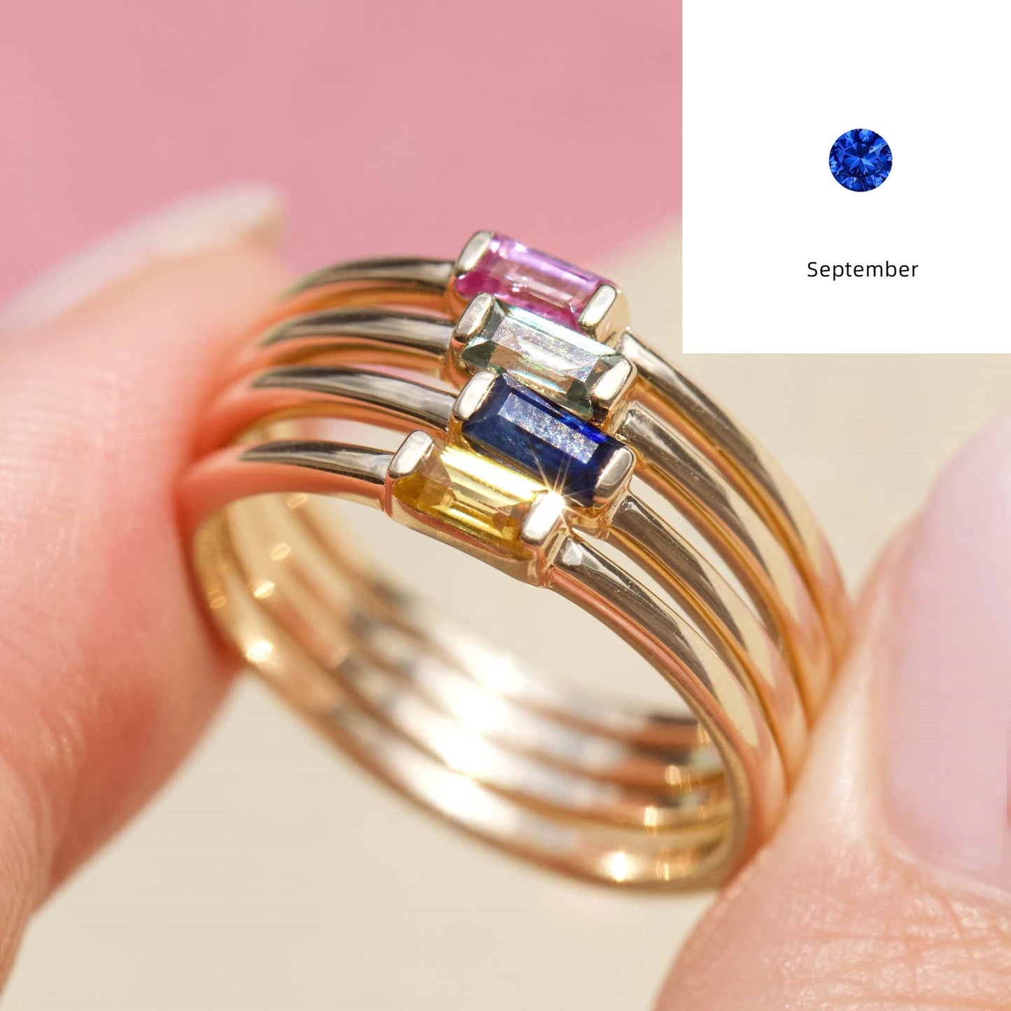 Advanced 12yue Lucky Stone Birthstone Square Diamond Ring Viralgem Store