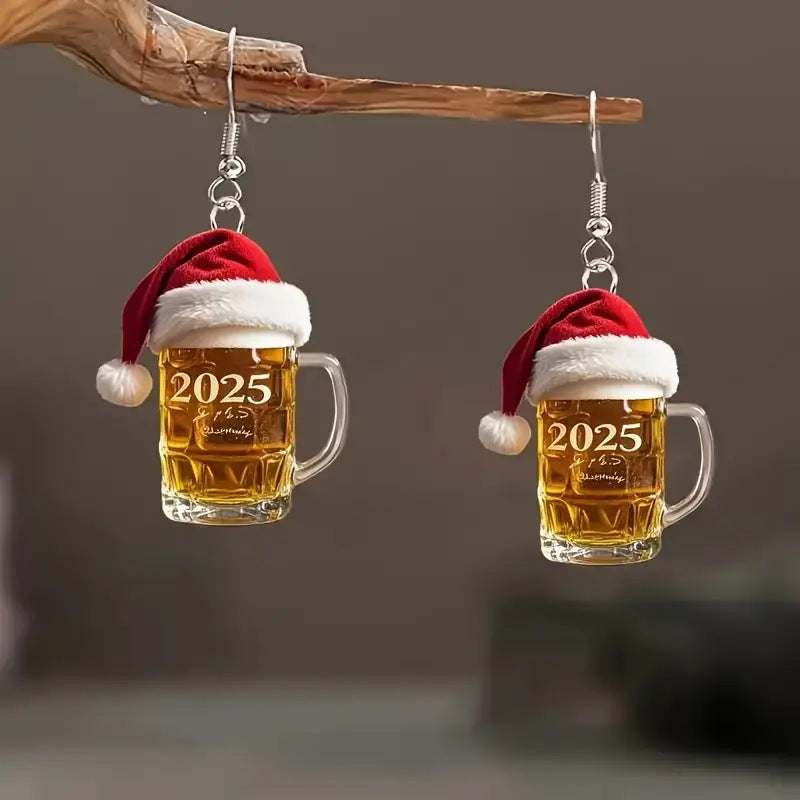 2025 Christmas Beer Steins Acrylic Earrings Viralgem Store