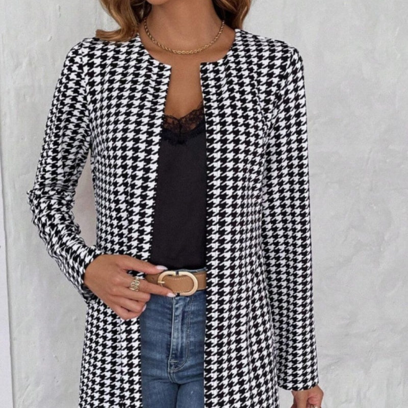 Women's Clothing Houndstooth Long Coat Viralgem Store
