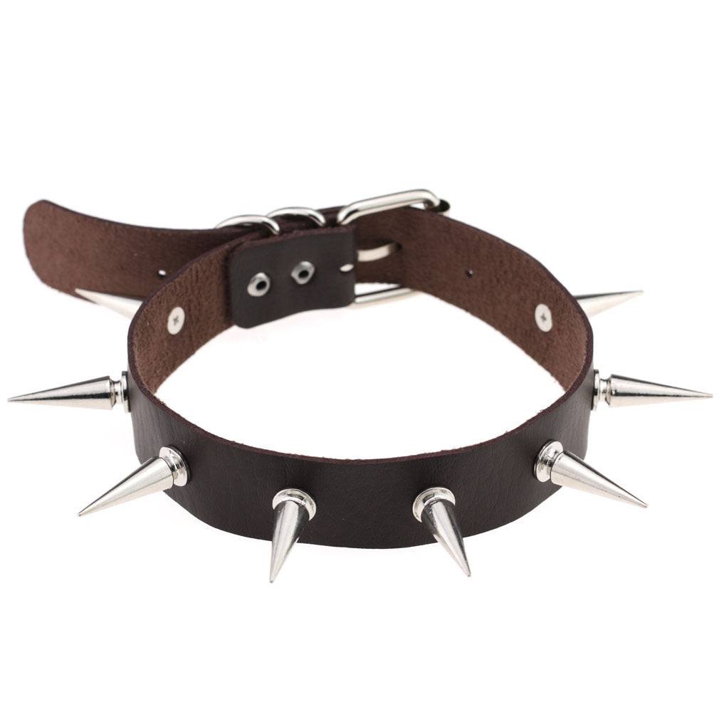SPIKES CHOKER NECKLACE LEATHER Viralgem Store