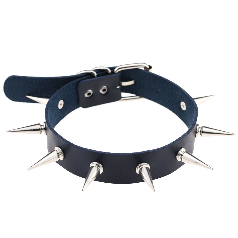 SPIKES CHOKER NECKLACE LEATHER Viralgem Store