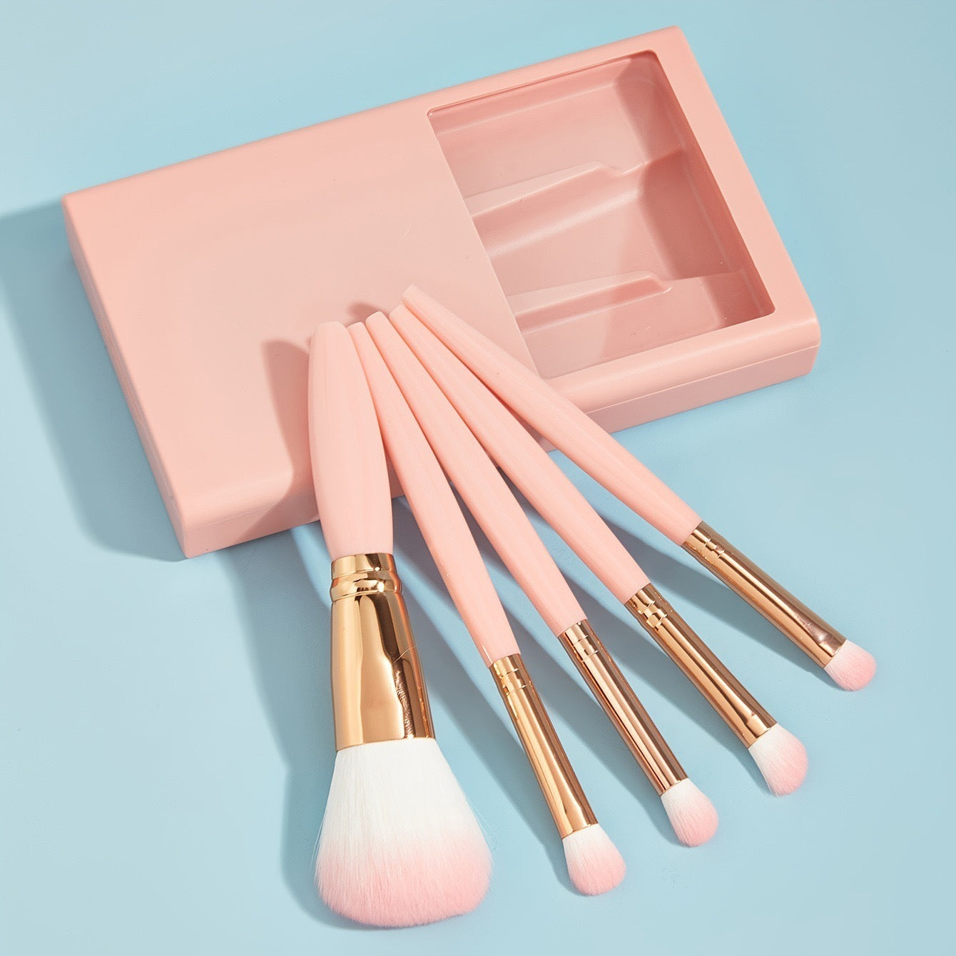 5 PCs Makeup Brushes With Mirror Travel Set Viralgem Store