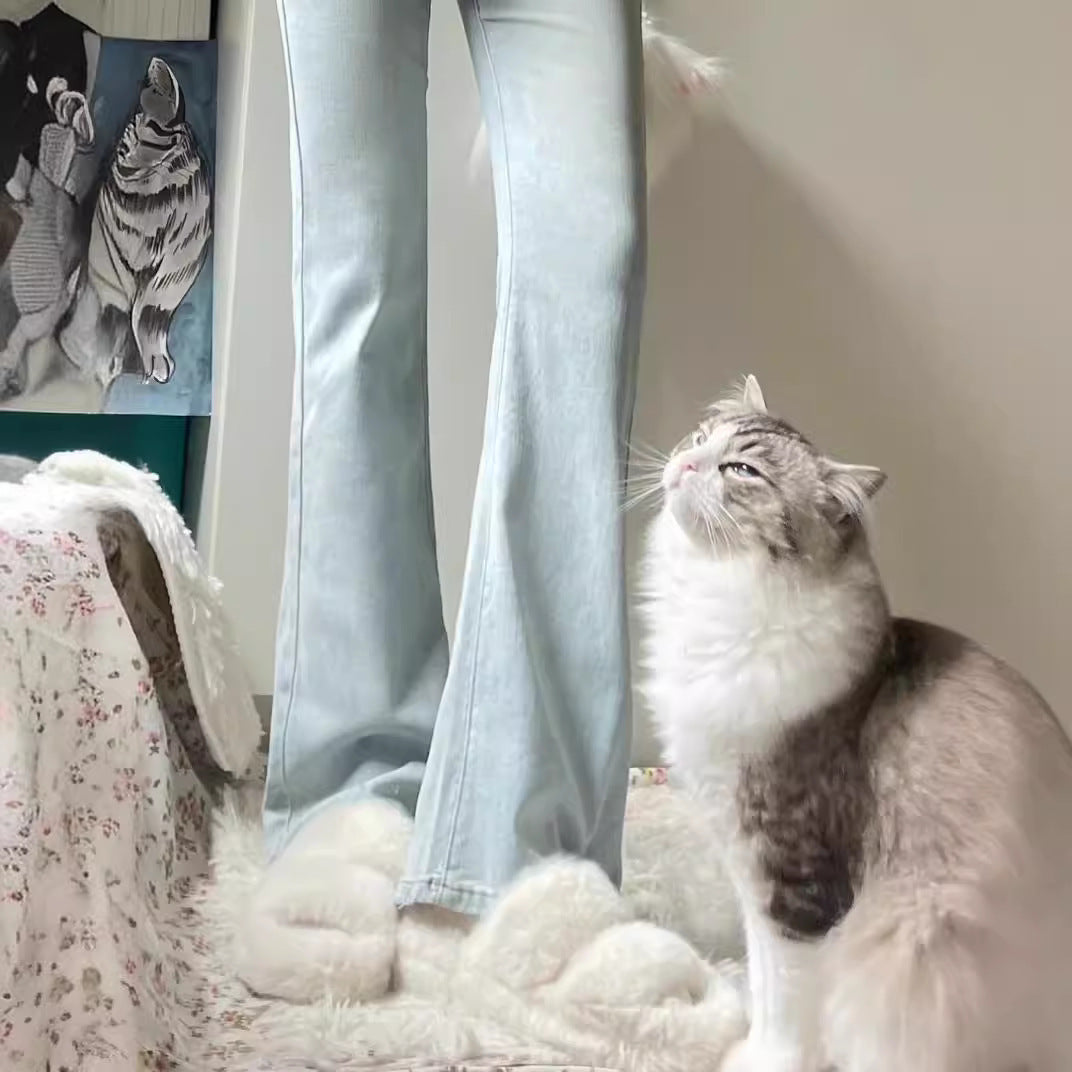 Women's Light-colored High Waist Bootcut Jeans Viralgem Store