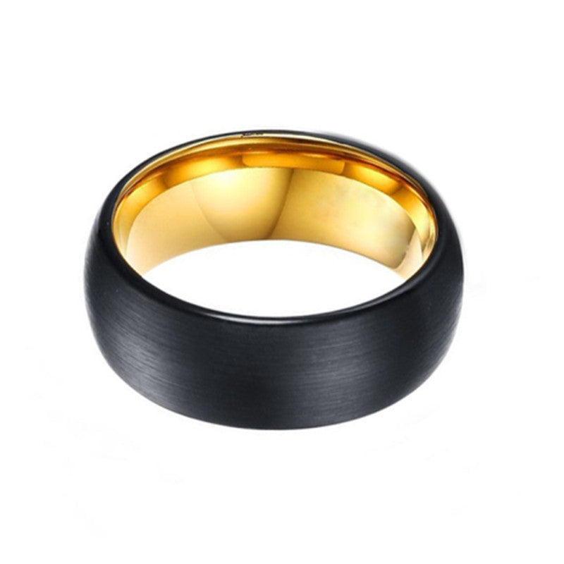 Tungsten Steel Sand Surface Black Gold Two-color Ring Tungsten Gold Ornament Viralgem Store