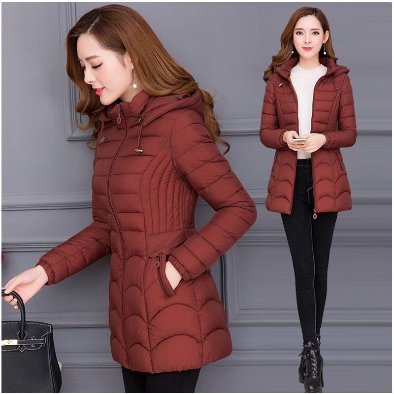 Women's Mid-length Simple Slim-fit Figure Flattering Mid-length Cotton-padded Coat Viralgem Store