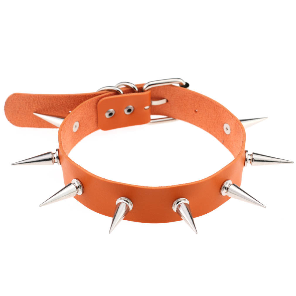 SPIKES CHOKER NECKLACE LEATHER Viralgem Store