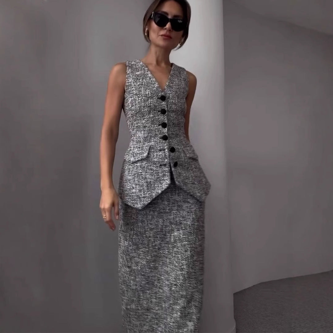 Workplace Slimming Solid Color Temperament Vest Set, Two-piece Set Viralgem Store