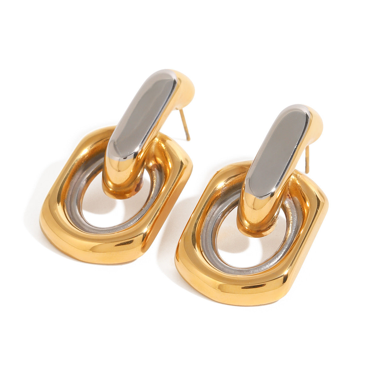 Stainless Steel Contrast Color Circle Ear Studs Viralgem Store