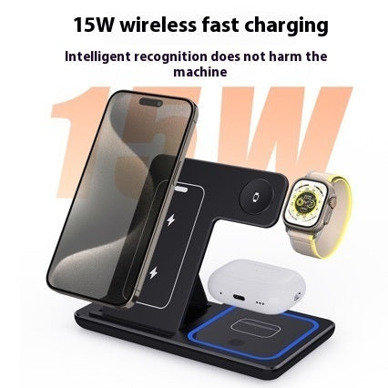 15W 3 In 1 LED Fast Wireless Charger Stand Foldable Charging Station For Smart Phone 15 14 13 12 11 IWatch 9 8 7 6 5 Airpods Pro Viralgem Store