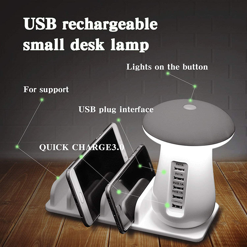 2 In 1 Multifunction Mushroom Lamp LED Lamp Holder USB Charger Home Office Supplies Viralgem Store