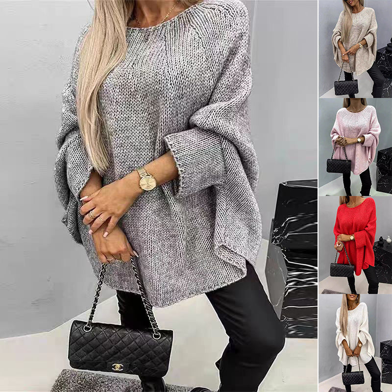 Winter Loose Batwing Sleeve Pullover Sweater Fashion Oversized Knitted Shawl Sweater Tops For Women Clothing Viralgem Store