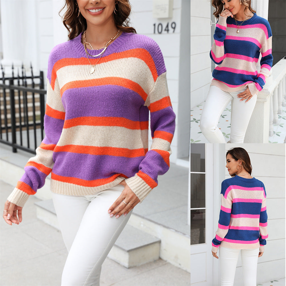 Wide Striped Pullover Base Knitwear Sweater Viralgem Store
