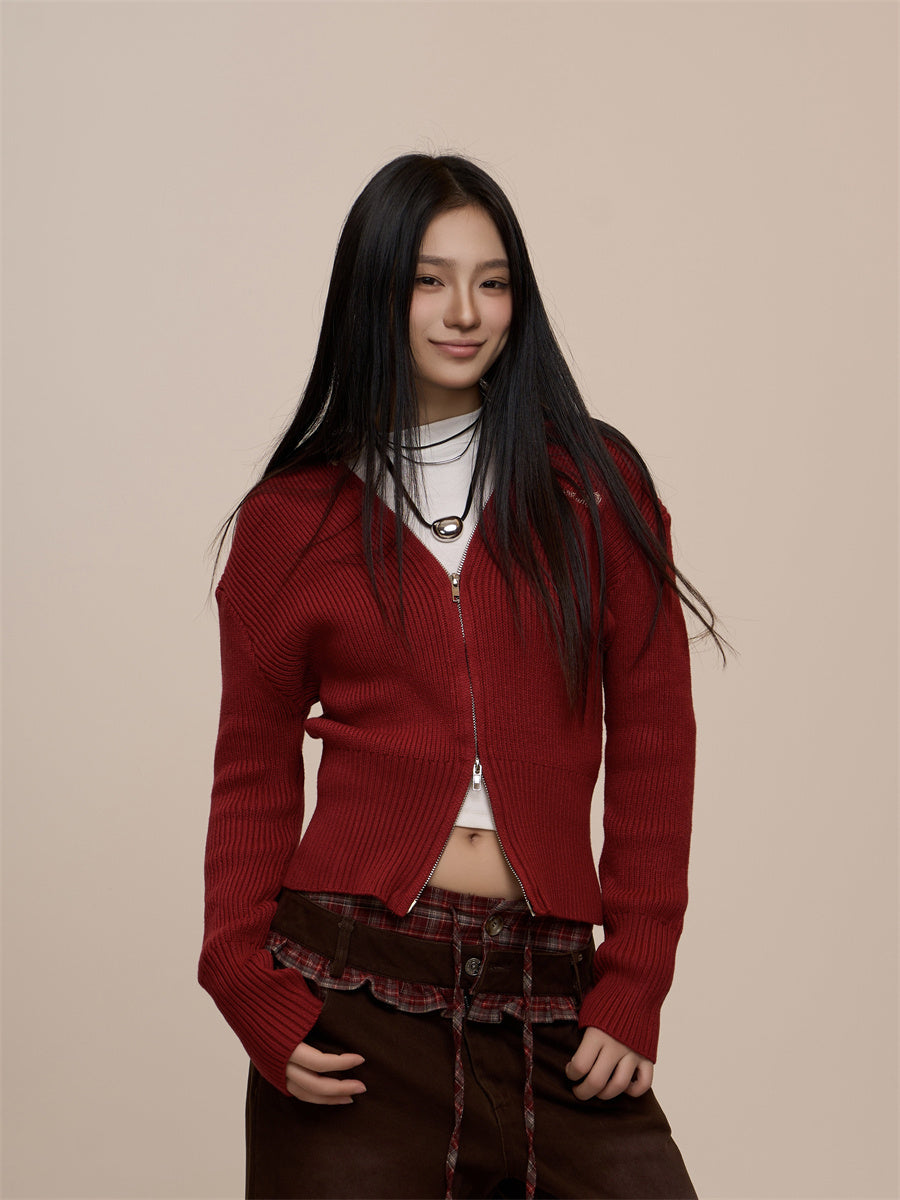 American Retro Wine Red New Year Hooded Sweater Coat Viralgem Store