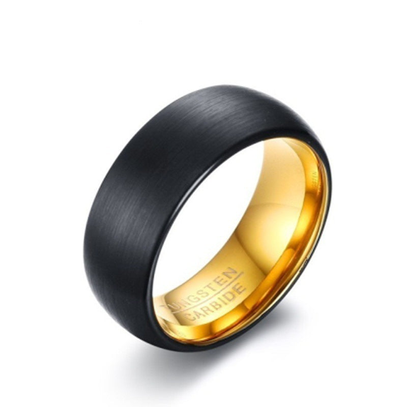Tungsten Steel Sand Surface Black Gold Two-color Ring Tungsten Gold Ornament Viralgem Store