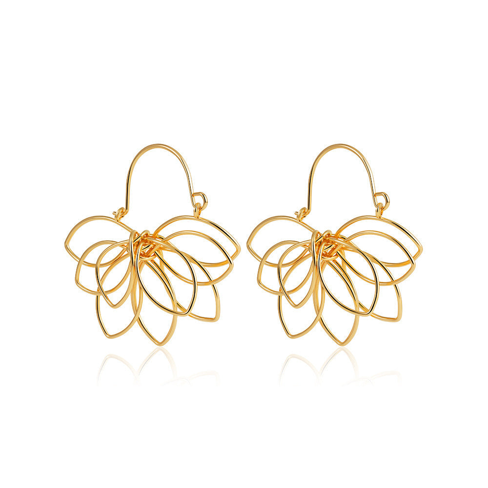 18K Real Gold Weaving Hollow Flower Earrings Viralgem Store