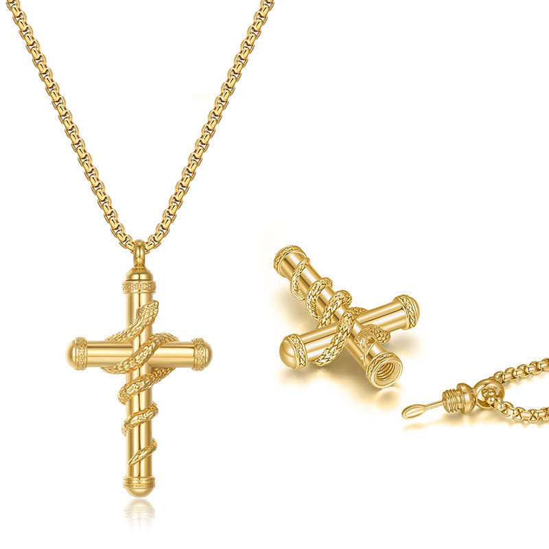 18k Gold Detachable Cross Snake Necklace Fashion Personality Clavicle Chain Necklace For Valentine's Day Loved Memorial Jewelry Viralgem Store
