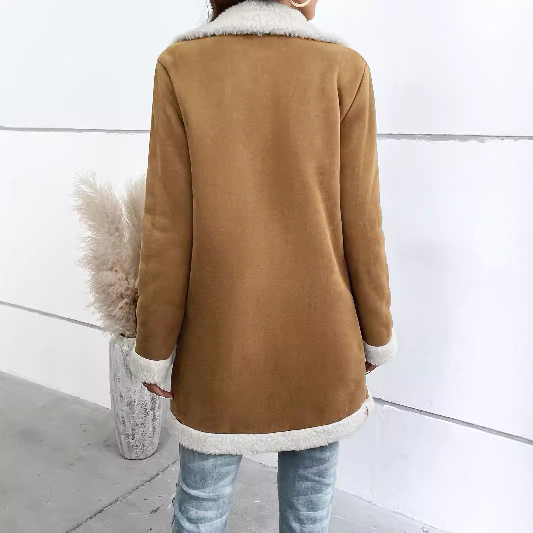 Women's Long-sleeved Lapel Deerskin Velvet Thick Woolen Coat Viralgem Store